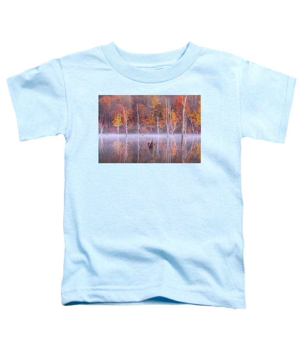 October Toddler T-Shirt featuring the photograph Dawn's MISTery by Angelo Marcialis