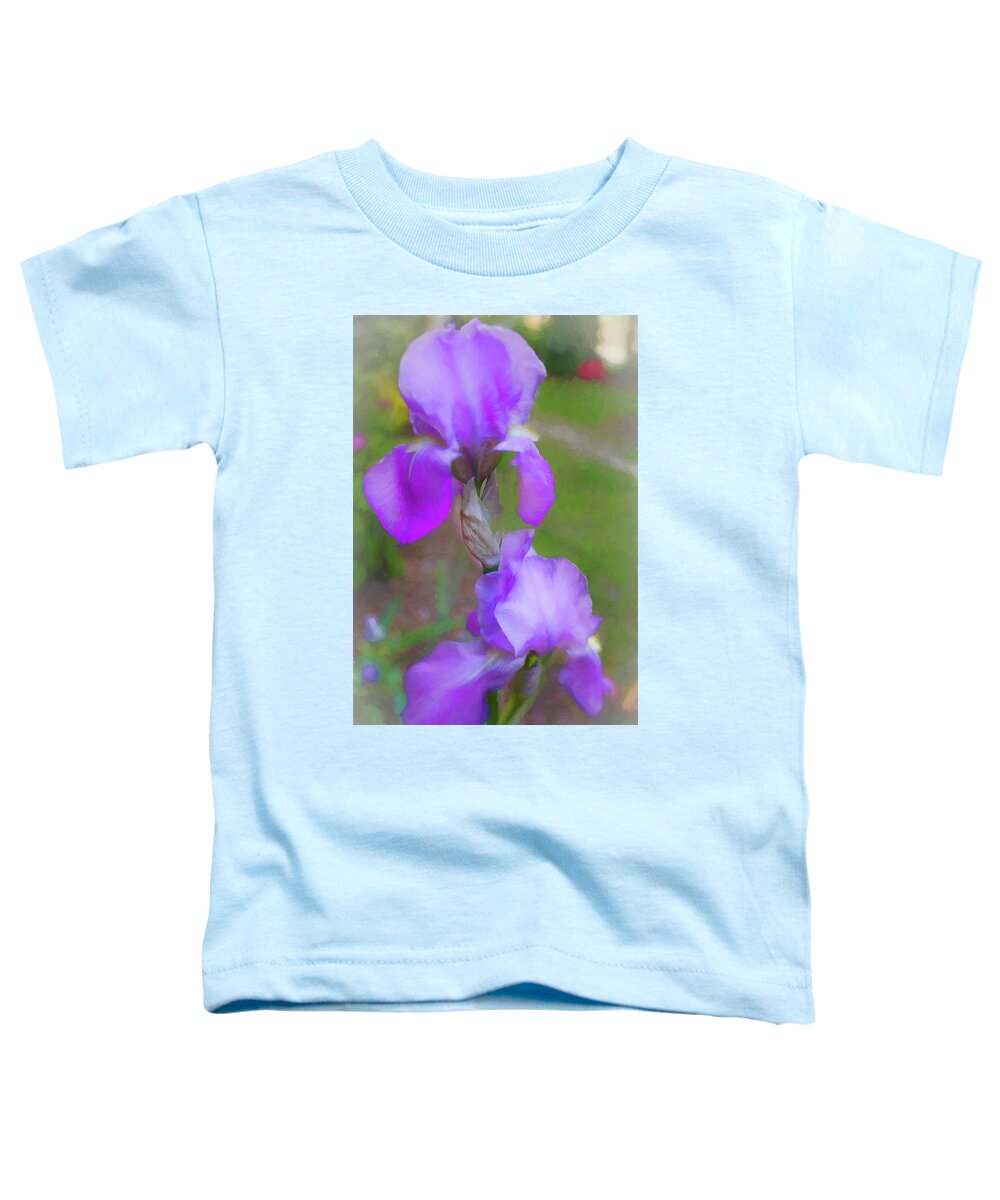 Irises Toddler T-Shirt featuring the photograph Delicate Lavender Iris Beauties by Ola Allen