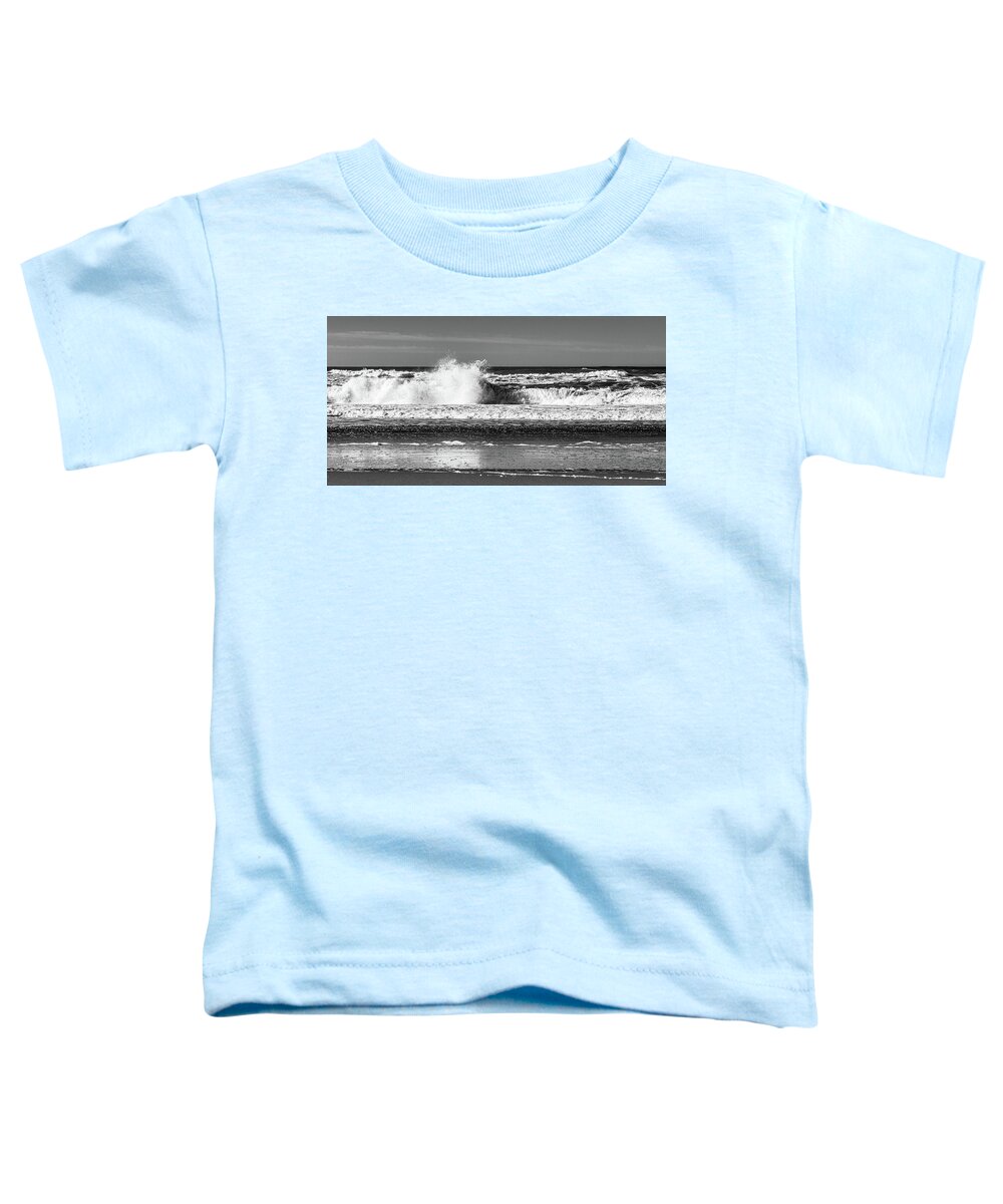 Landscape Toddler T-Shirt featuring the photograph Depoe Bay Black and White by Claude Dalley