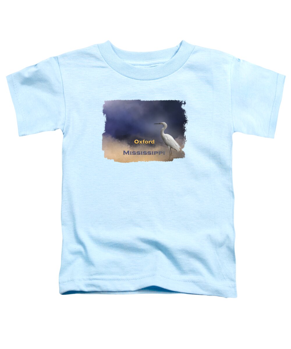 Oxford Toddler T-Shirt featuring the mixed media Egret Oxford MS by Elisabeth Lucas
