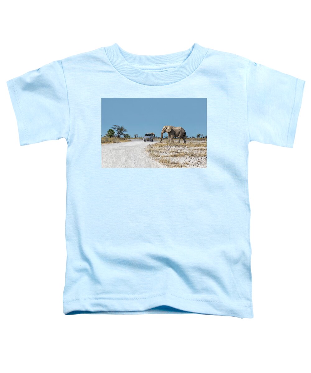 African Elephants Toddler T-Shirt featuring the photograph Elephant Crossing by Belinda Greb
