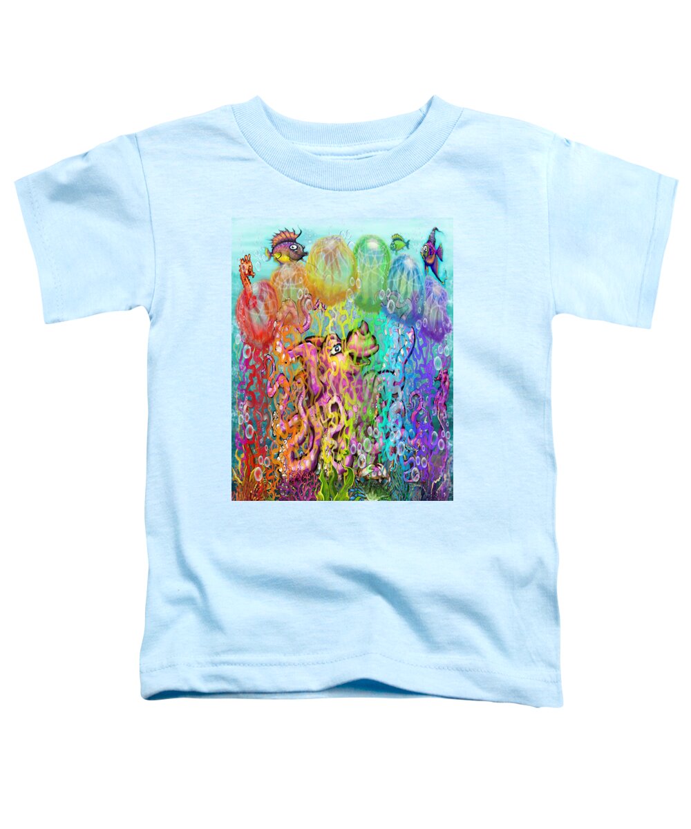 Aquatic Toddler T-Shirt featuring the digital art Fantasy Rainbow Tentacles by Kevin Middleton