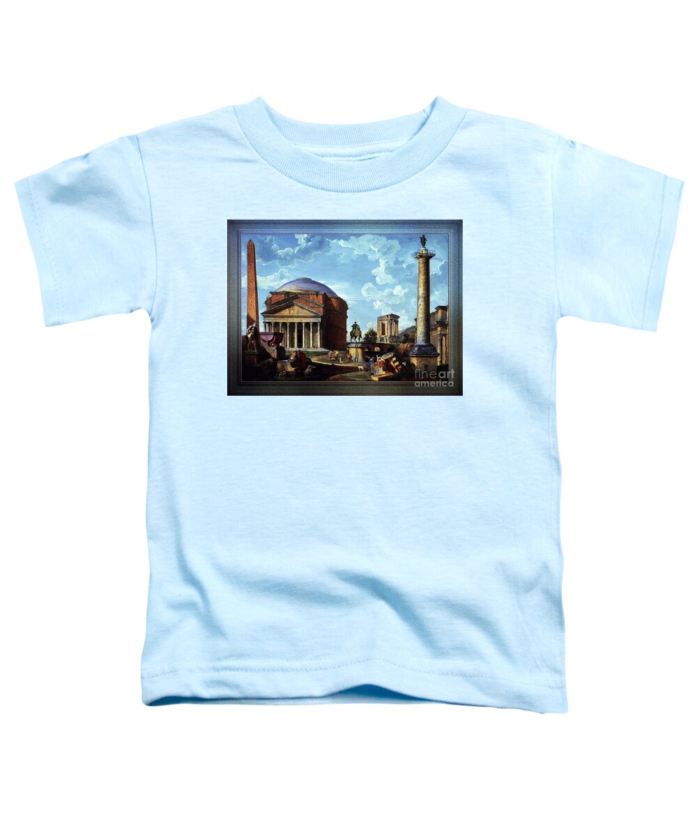 Architectural Fantasy Toddler T-Shirt featuring the painting Fantasy View with the Pantheon and other Monuments of Old Rome by Rolando Burbon