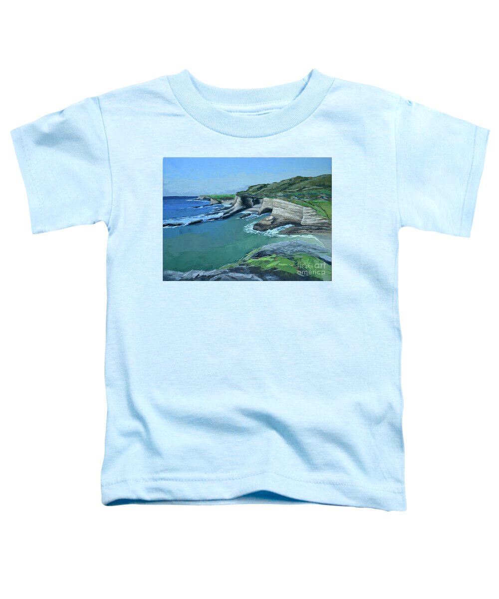 Santa Cruz Toddler T-Shirt featuring the painting Fern Cove - Wilder Ranch by PJ Kirk