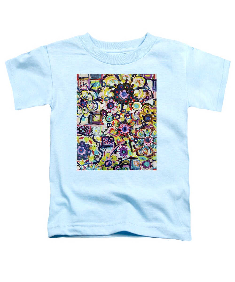 Floral Toddler T-Shirt featuring the painting Flower Mosaic by Catherine Gruetzke-Blais