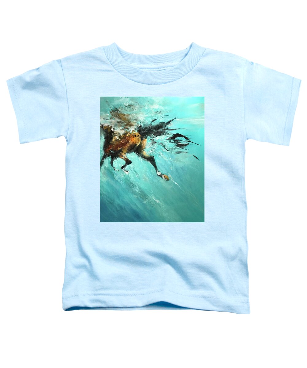 Equine Toddler T-Shirt featuring the painting Frolic by Heather Roddy