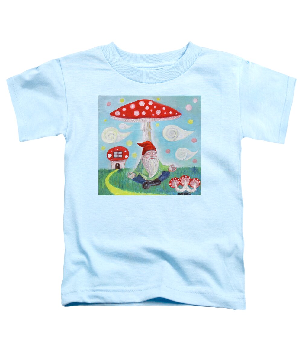 Gnome Toddler T-Shirt featuring the painting Gnome And Mushroom by Manami Lingerfelt