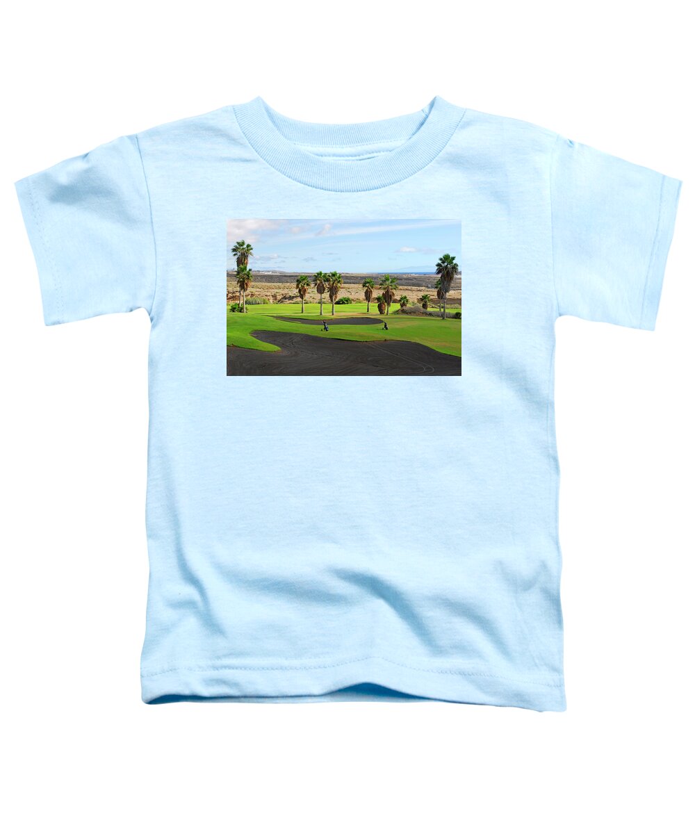 Golf Toddler T-Shirt featuring the photograph Golf course in Tenerife island, Canary islands by Severija Kirilovaite