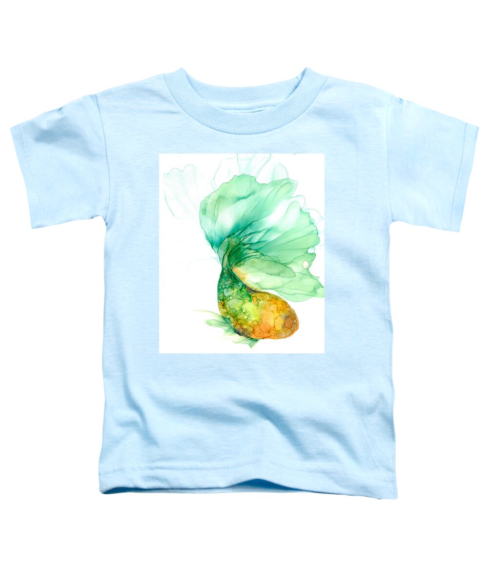 Wall Art Toddler T-Shirt featuring the painting Green Goldfish by Joyce Clark