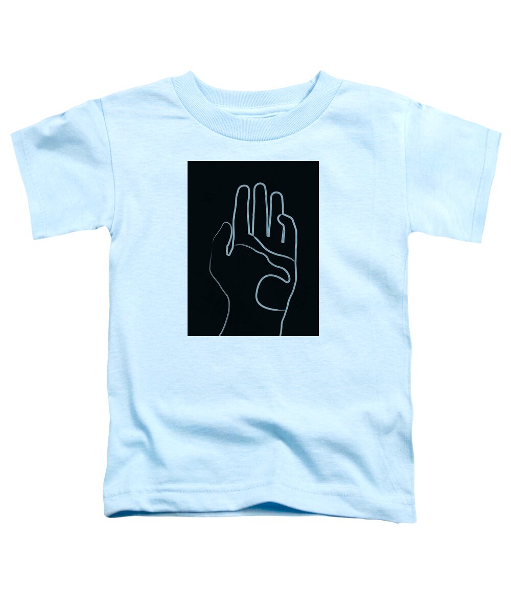 Hand Toddler T-Shirt featuring the mixed media Destiny is in your hands - Minimal Line Art - Blue by Studio Grafiikka
