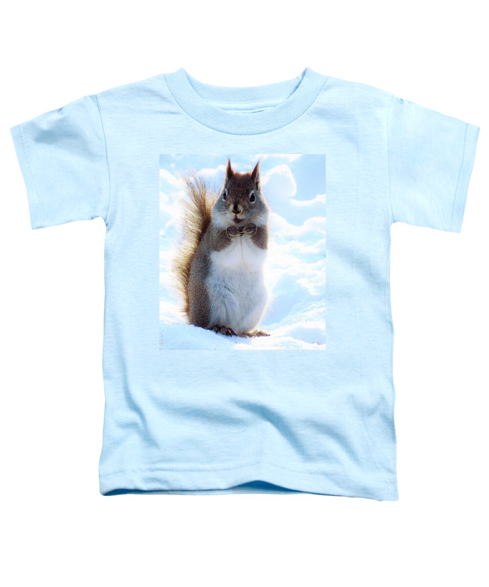 Squirrels Toddler T-Shirt featuring the photograph Happy Little Squirrel by Lori Frisch