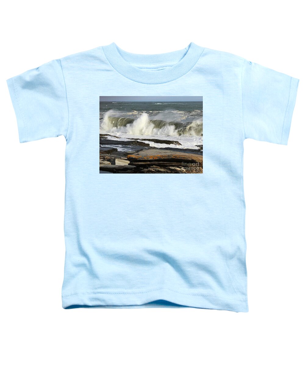 Winter Toddler T-Shirt featuring the photograph High Surf Cape Elizabeth by Jeanette French