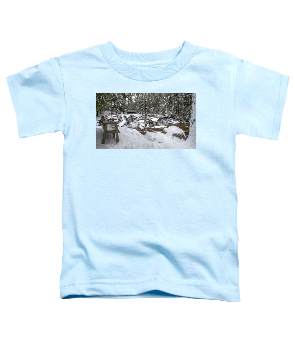 Jackson Toddler T-Shirt featuring the photograph Jackson Falls Winter Bench Panorama by White Mountain Images