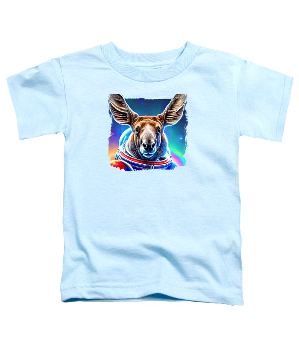 Astronaut Toddler T-Shirt featuring the digital art Kangaroo in a Space Suit by Elisabeth Lucas