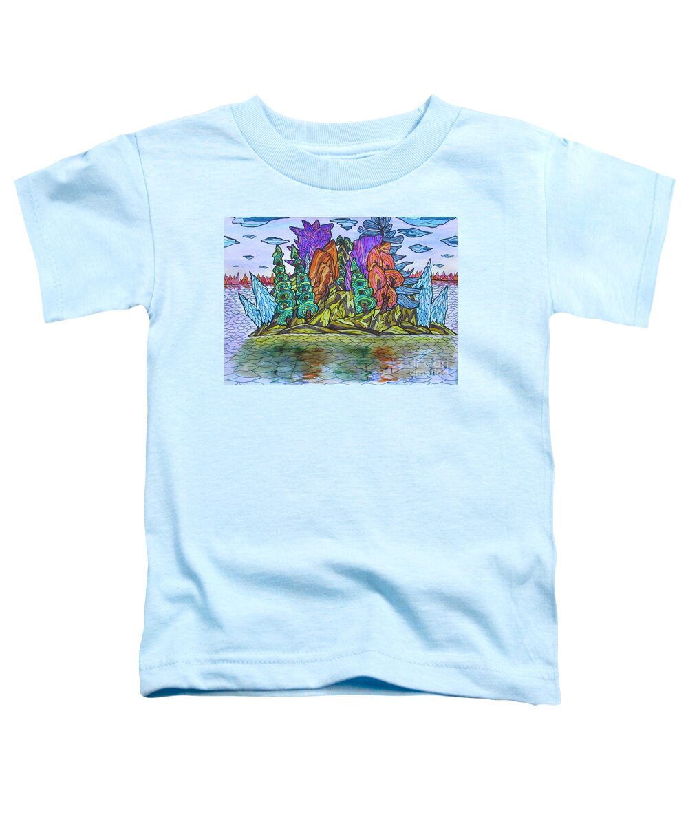 Lauren Harris Group Of 7 Island Landscape Northern Ontario Mask Lobby Abstract Office Unique Trees Tree Toddler T-Shirt featuring the painting Lauren's Island by Bradley Boug