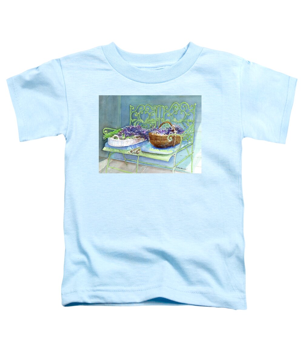 Lavender Painting Toddler T-Shirt featuring the painting Lavender Harvest by Rebecca Matthews