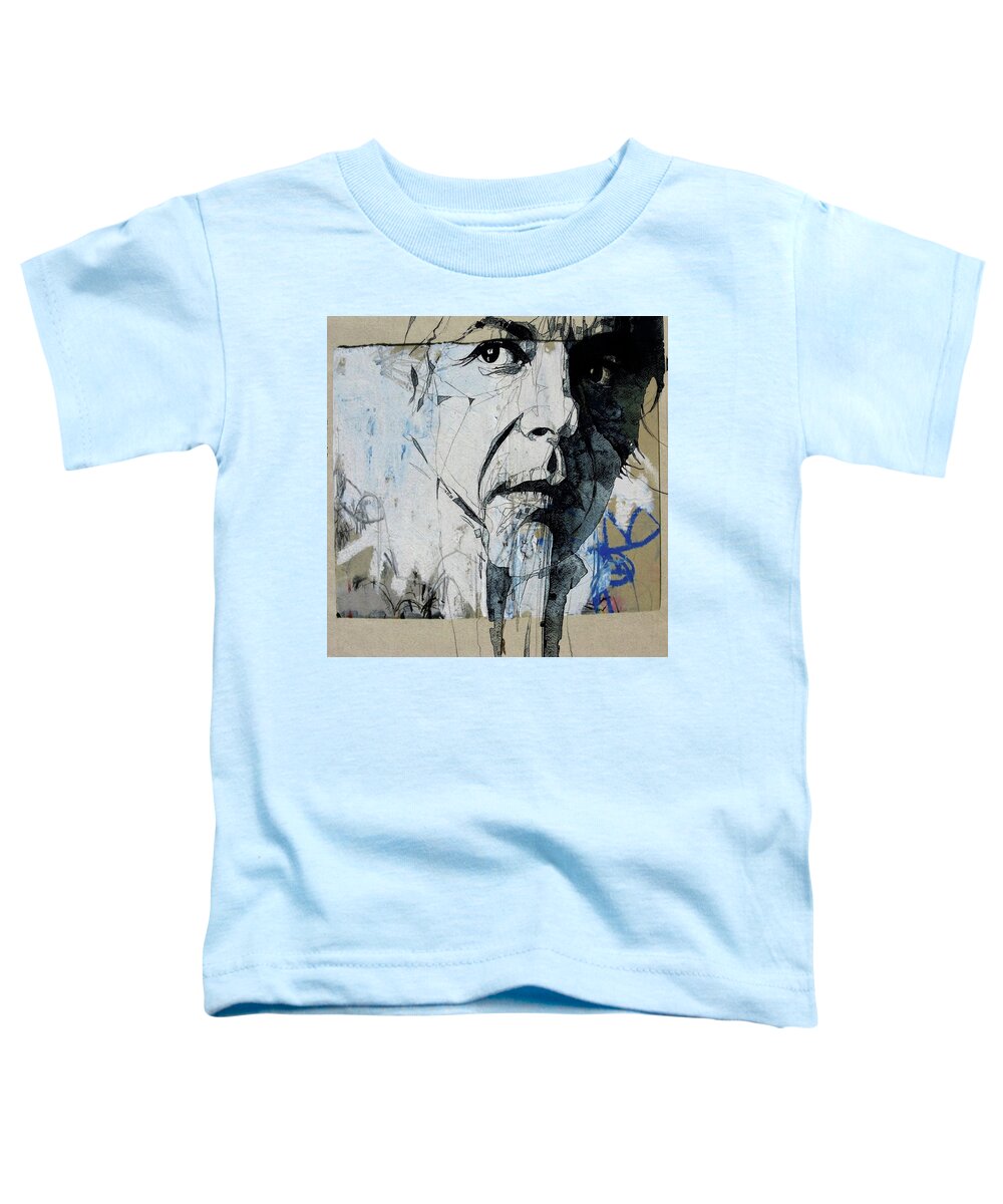 Leonard Cohen Art Toddler T-Shirt featuring the mixed media Leonard Cohen - The Partisan by Paul Lovering