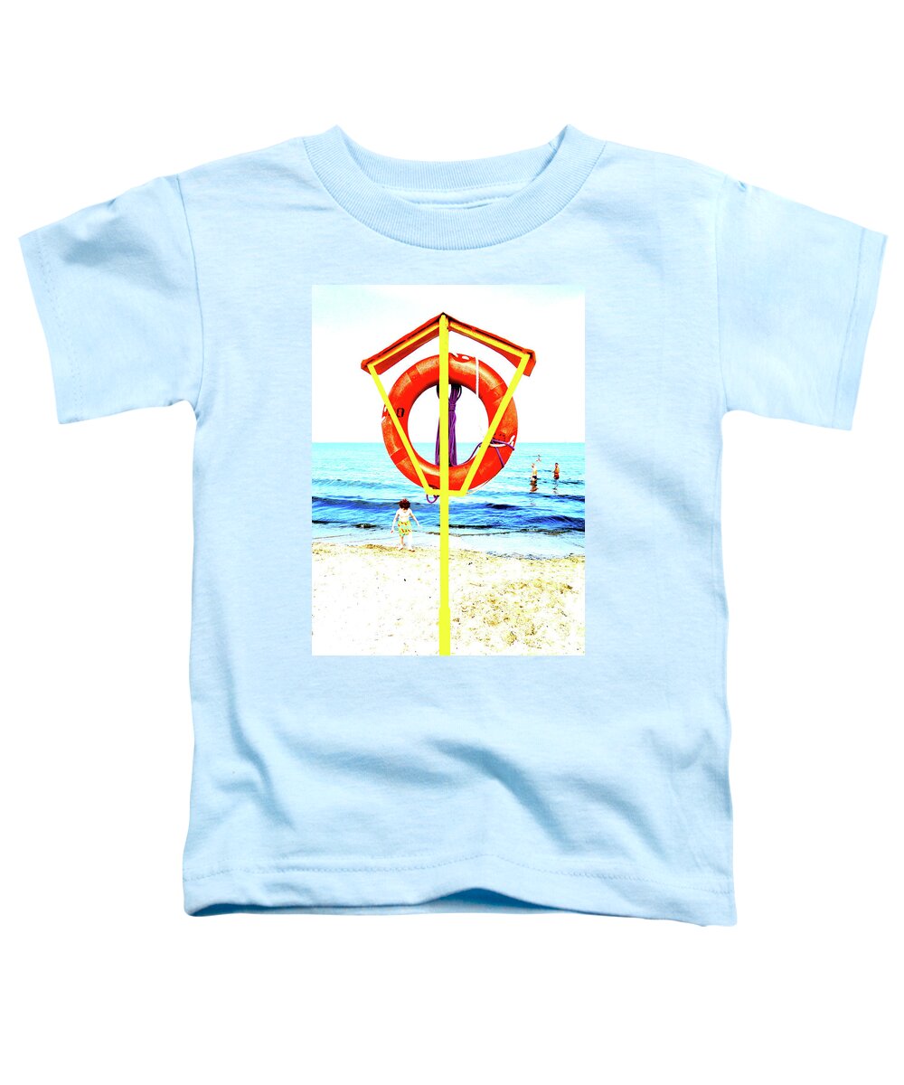 Lifebuoy Toddler T-Shirt featuring the photograph Lifebuoy At Beach In Sopot, Poland by John Siest