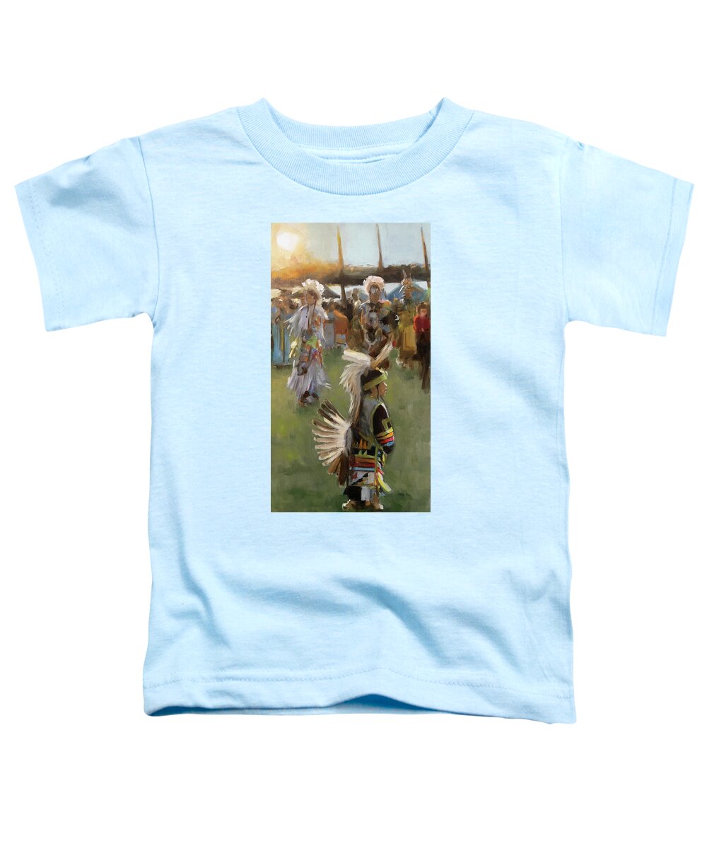 Powwow Toddler T-Shirt featuring the painting little Powwow Dancer by Elizabeth Jose