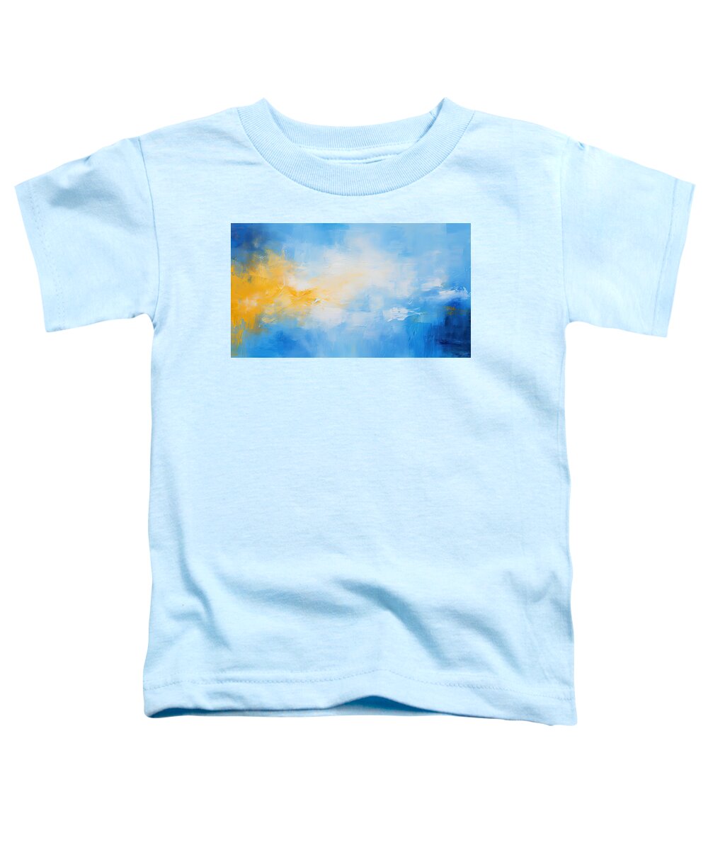 Blue Toddler T-Shirt featuring the painting Live Your Best Life Art - Blue and Yellow Art - New Beginning Art by Lourry Legarde
