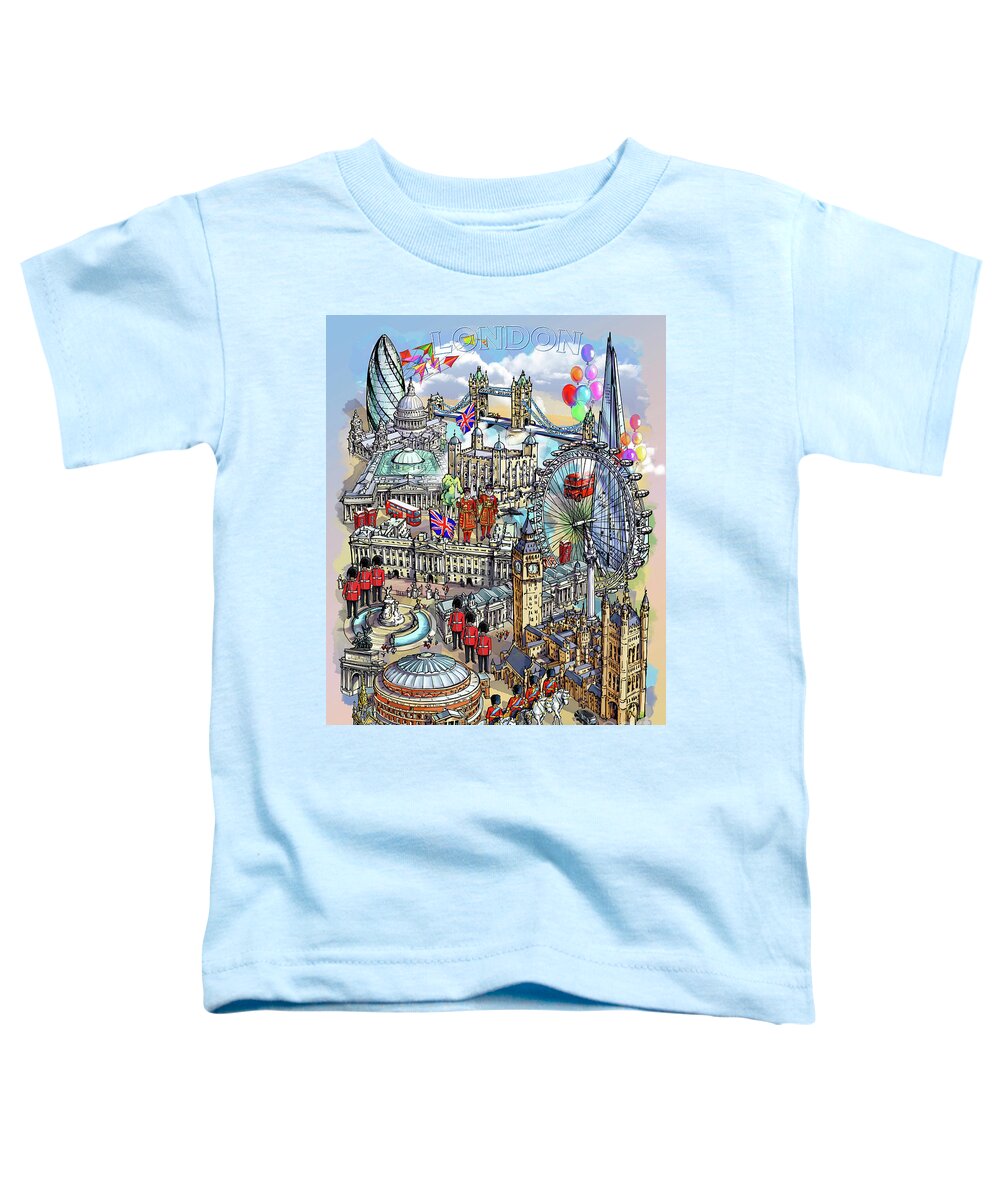 London Toddler T-Shirt featuring the digital art London collage II by Maria Rabinky