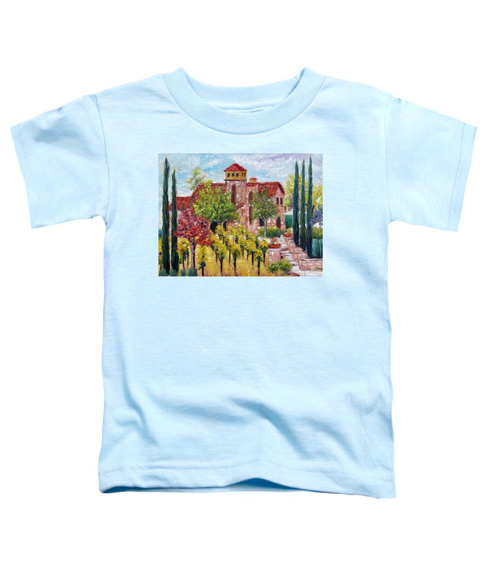 Lorimar Vineyard And Winery Toddler T-Shirt featuring the painting Lorimar in Autumn by Roxy Rich