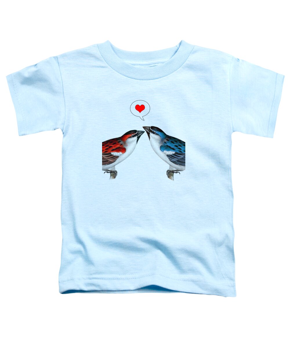 Sparrow Toddler T-Shirt featuring the digital art Love Birds by Madame Memento