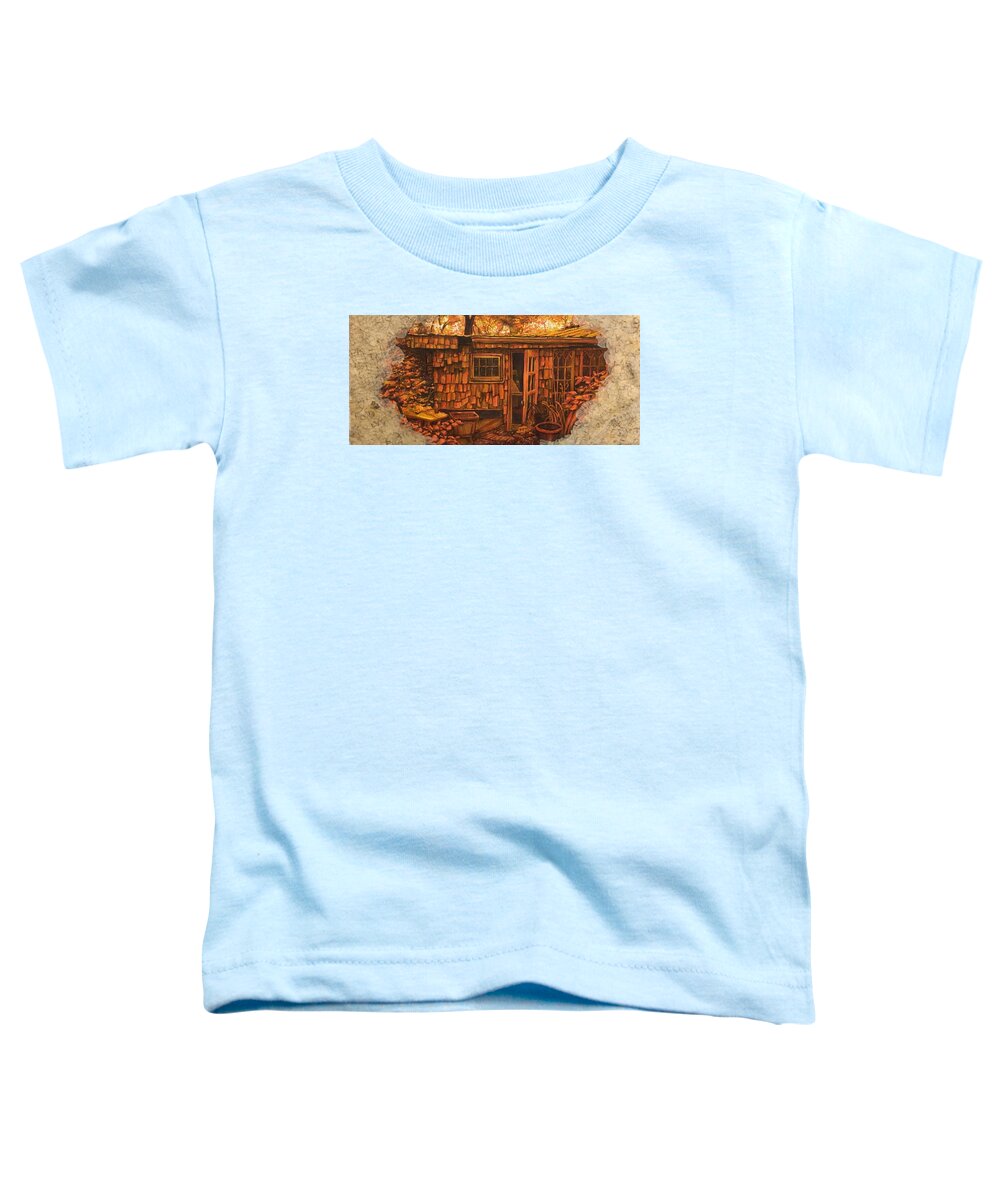 Ink Toddler T-Shirt featuring the mixed media Marc's Shack 2 by Matthew Lazure