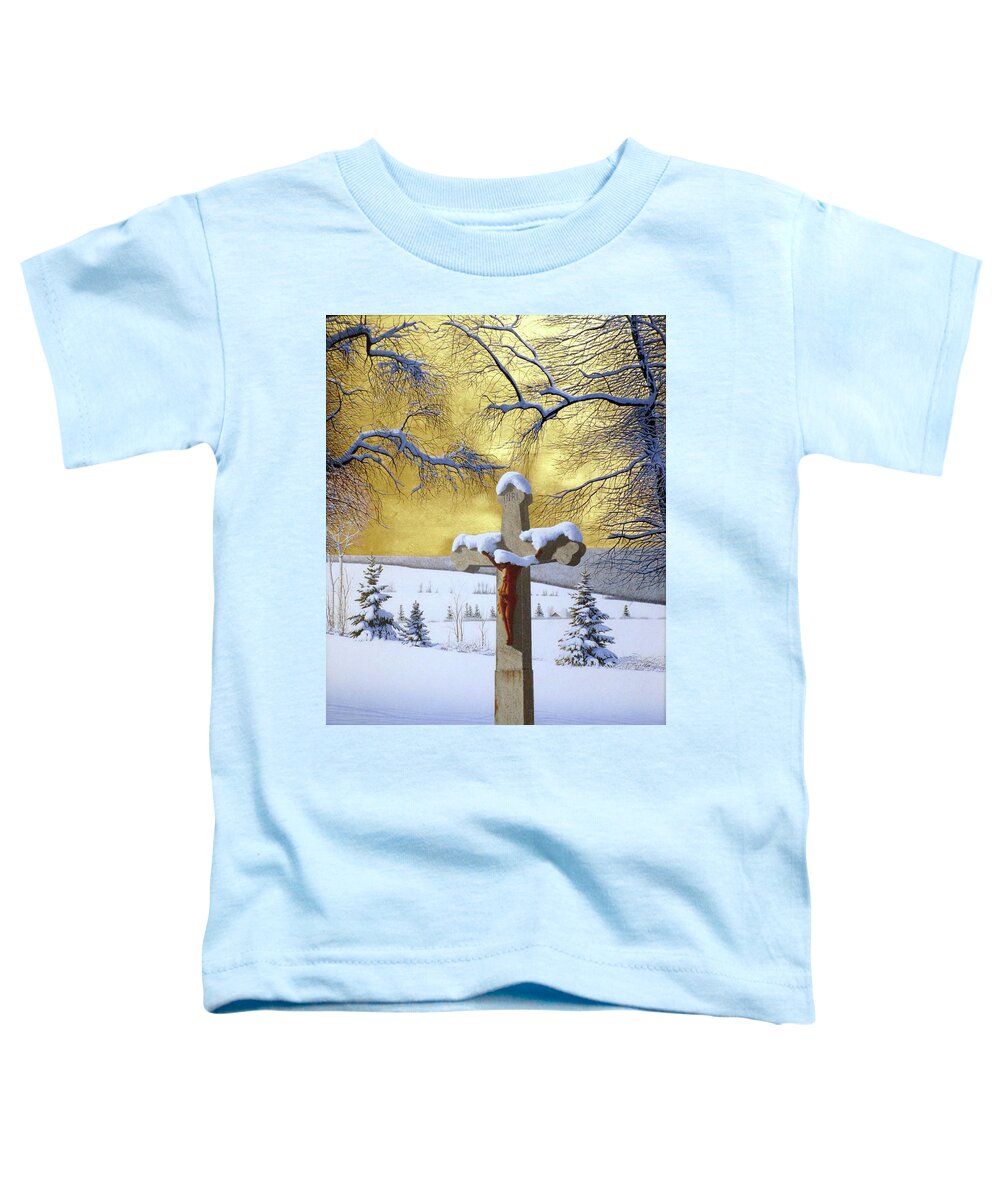 Cross Toddler T-Shirt featuring the painting Mea Culpa by Conrad Mieschke
