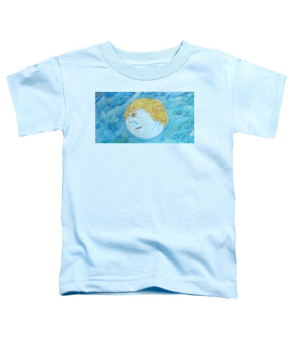 Moon Toddler T-Shirt featuring the painting Moon by Elzbieta Goszczycka