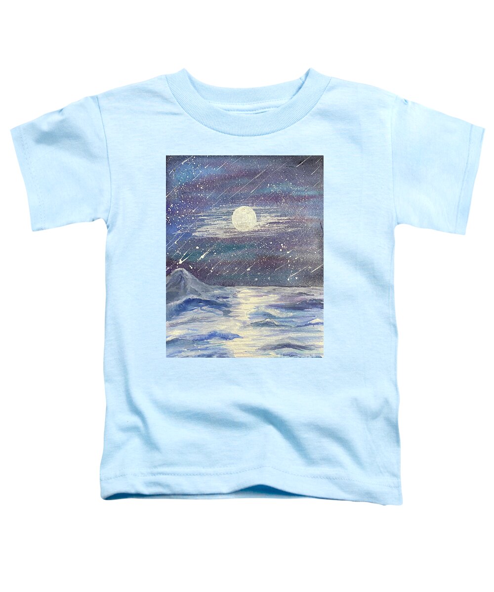 Moon Toddler T-Shirt featuring the painting Moonlit Sea by Lisa Neuman