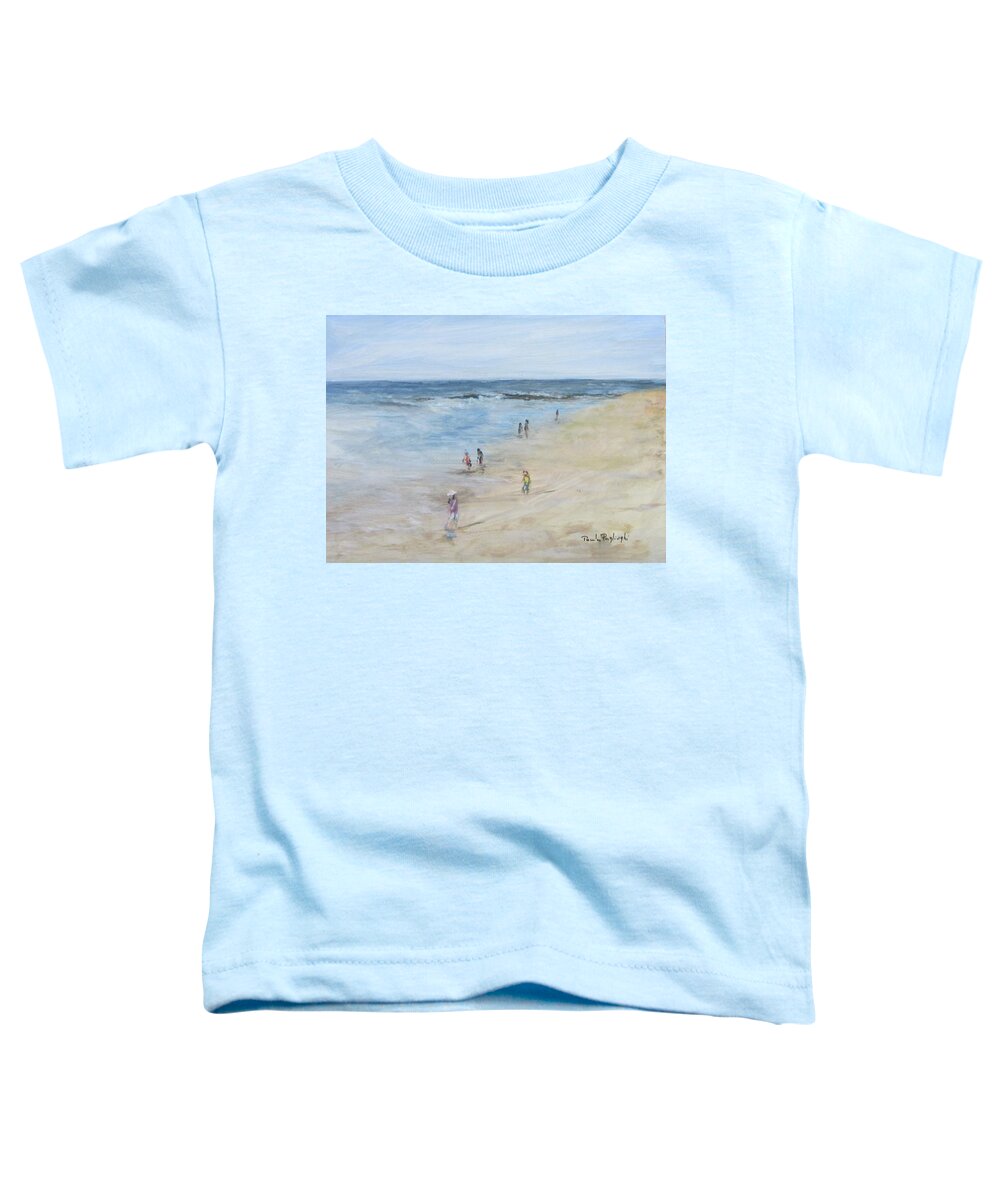 Painting Toddler T-Shirt featuring the painting Morning Beach Crowd by Paula Pagliughi