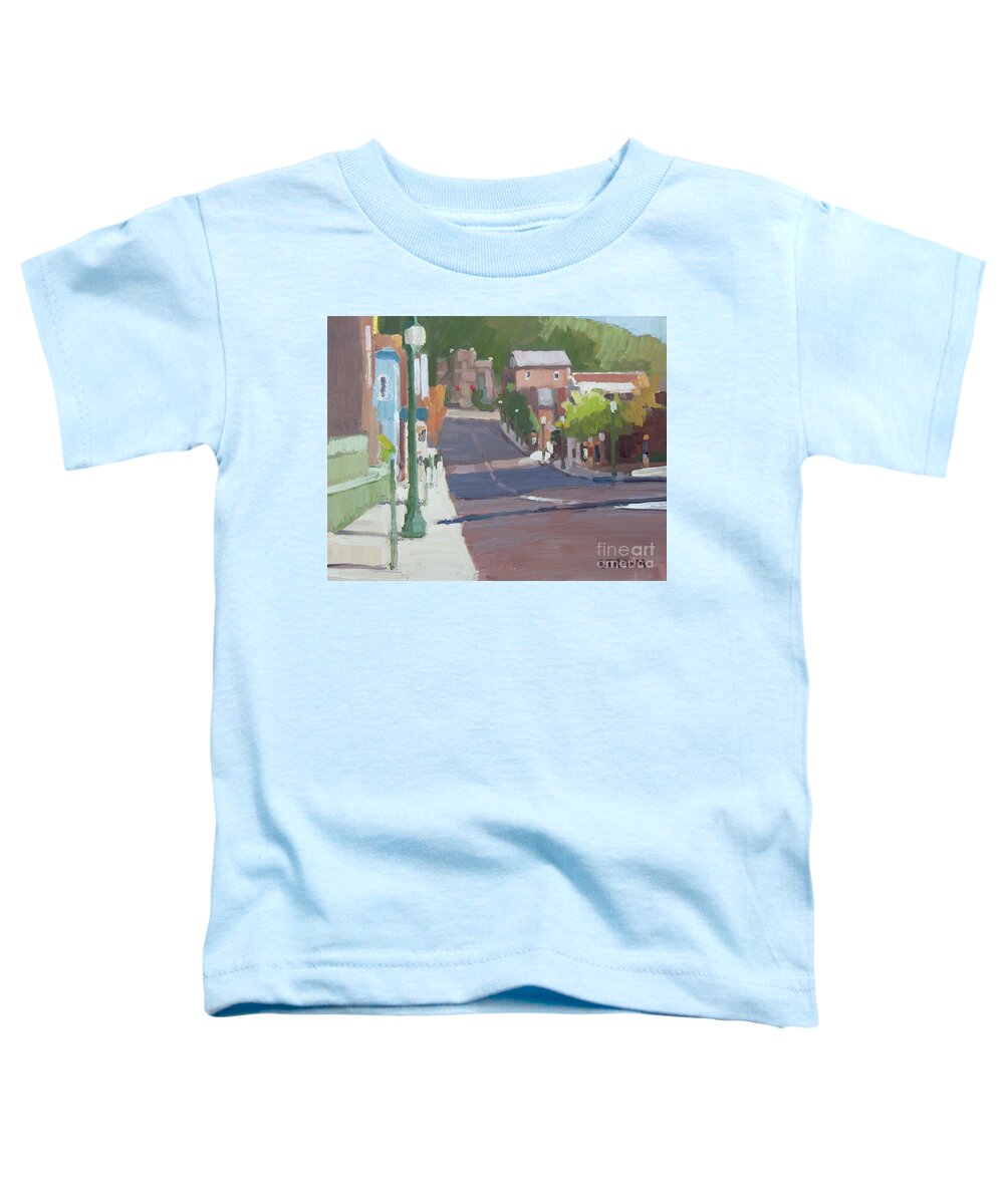 Morning Toddler T-Shirt featuring the painting Morning Commute - Athens, Ohio by Paul Strahm