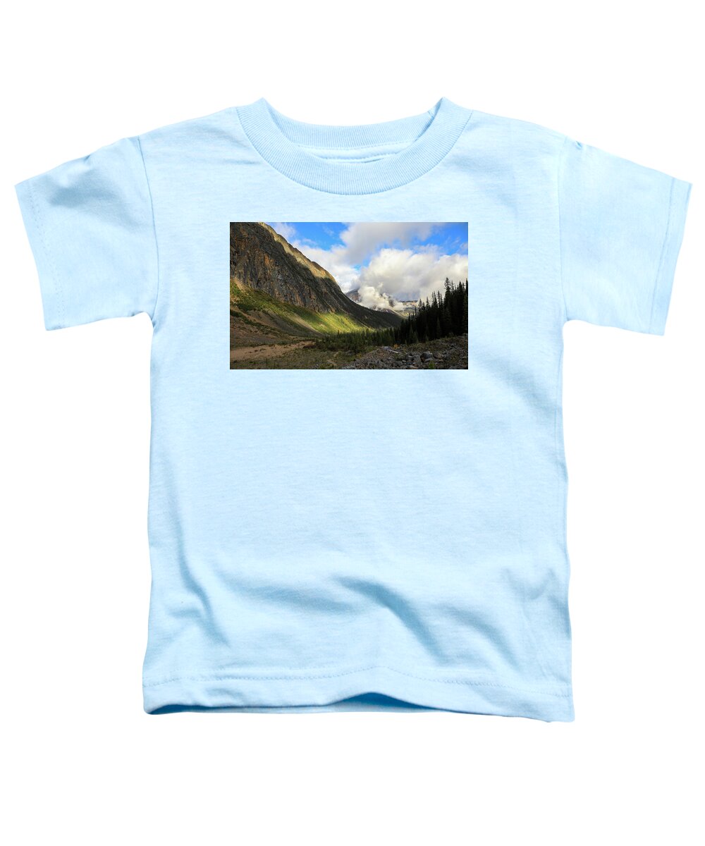 Mount Edith Hiking Trail Toddler T-Shirt featuring the photograph Mount Edith Cavell Hiking Path by Dan Sproul