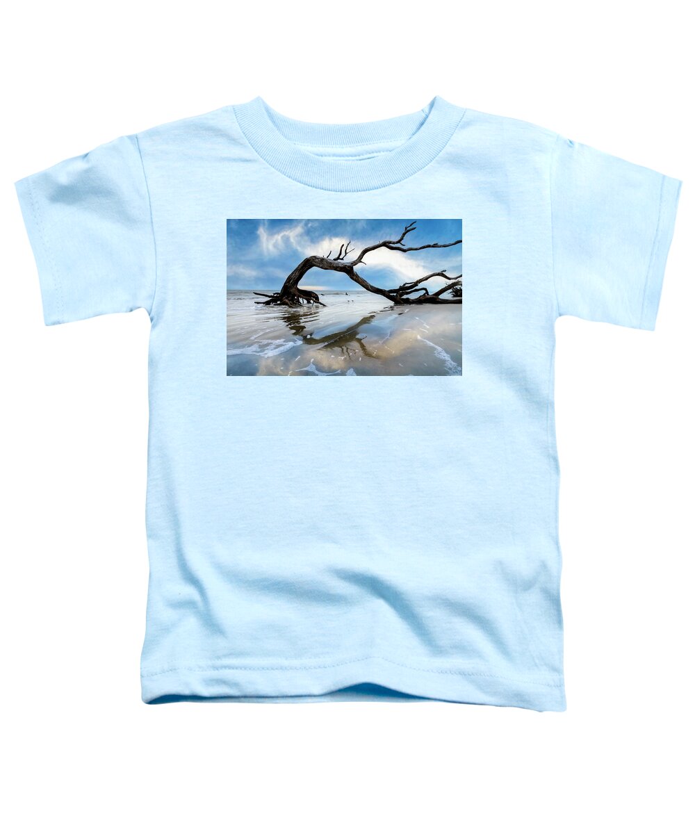 Clouds Toddler T-Shirt featuring the photograph Oak Tree Arbor at Low Tide at Jekyll Island by Debra and Dave Vanderlaan