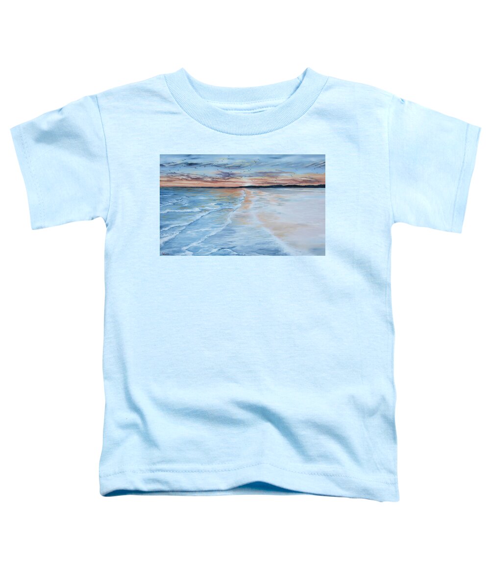 Blue Toddler T-Shirt featuring the painting Golden Beach by Katrina Nixon