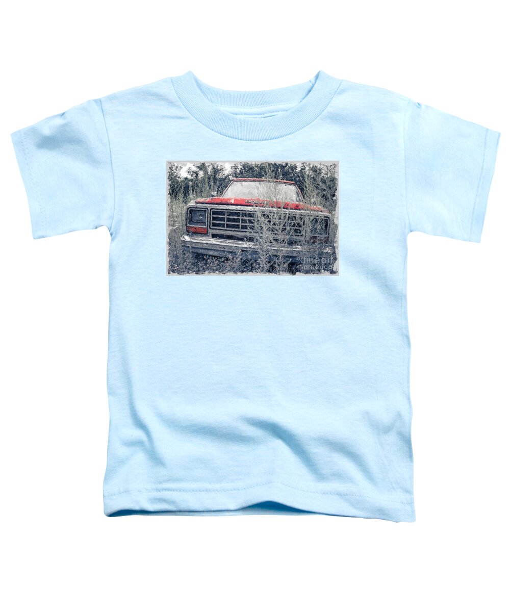 Paint Toddler T-Shirt featuring the digital art Old Dodge in the Weeds Painterly by Edward Fielding