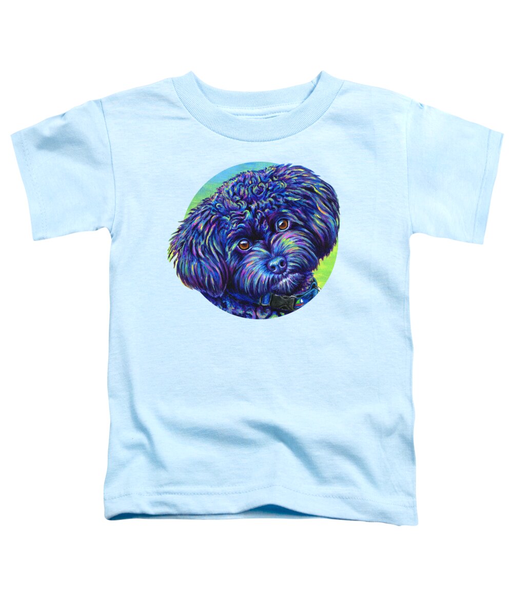 Poodle Toddler T-Shirt featuring the painting Opalescent - Black Toy Poodle by Rebecca Wang