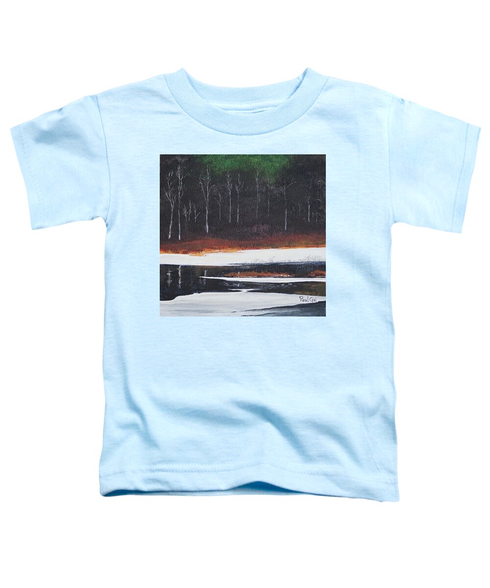 Quabbin Reservoir Toddler T-Shirt featuring the painting Quabbin Quiet Late Winter by Paul Gaj