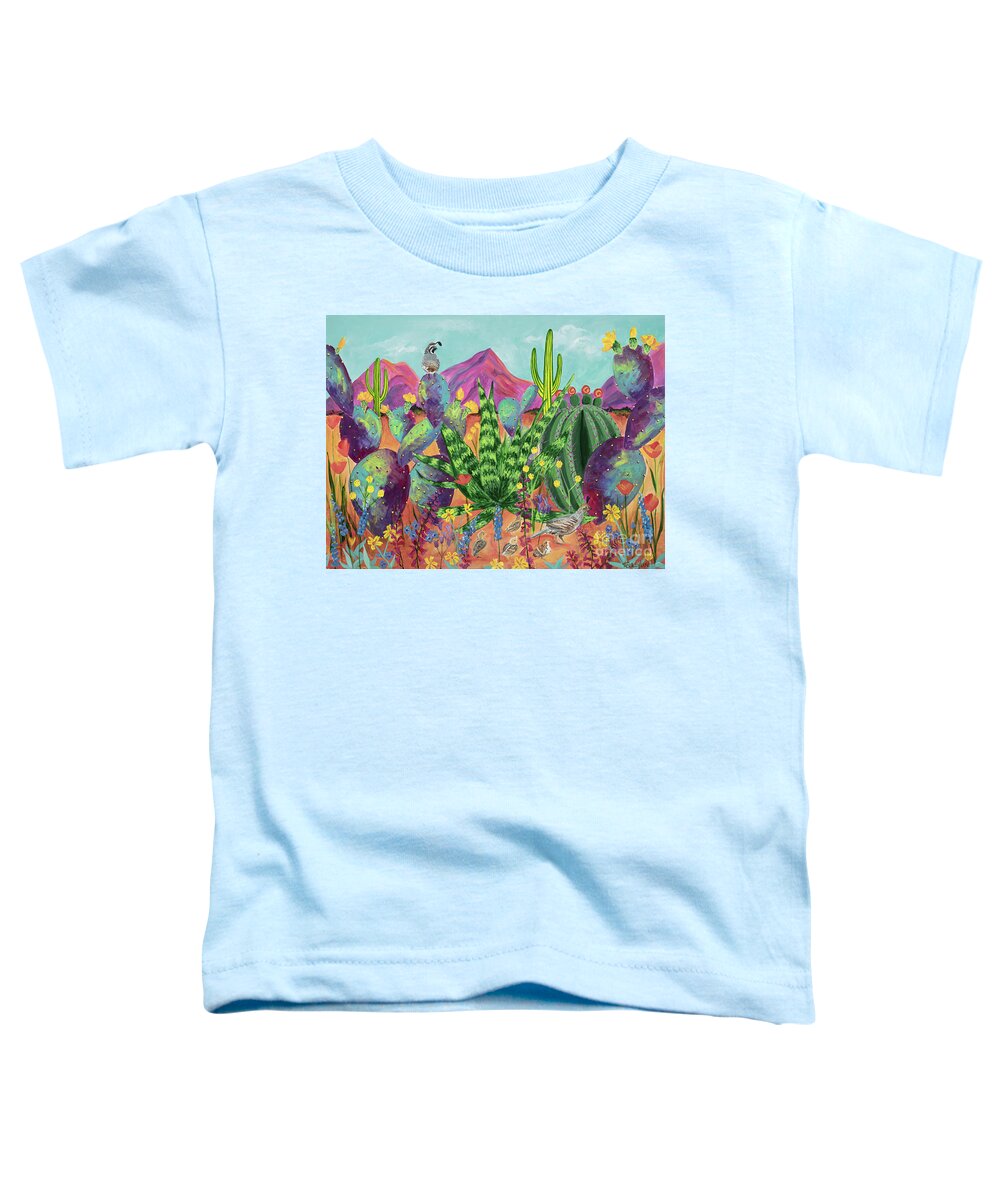 Quail Toddler T-Shirt featuring the painting Quail Family Outing by Ashley Lane