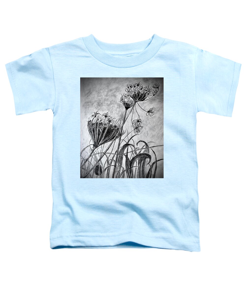 Flowers Toddler T-Shirt featuring the drawing Queen Annes Lace by Tony Clark