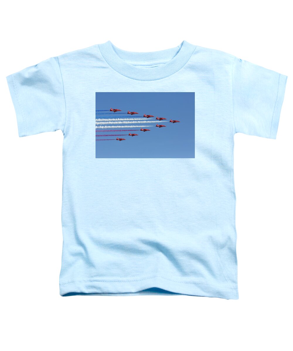 Red Arrows Toddler T-Shirt featuring the photograph Red Arrows Entrance by John Daly