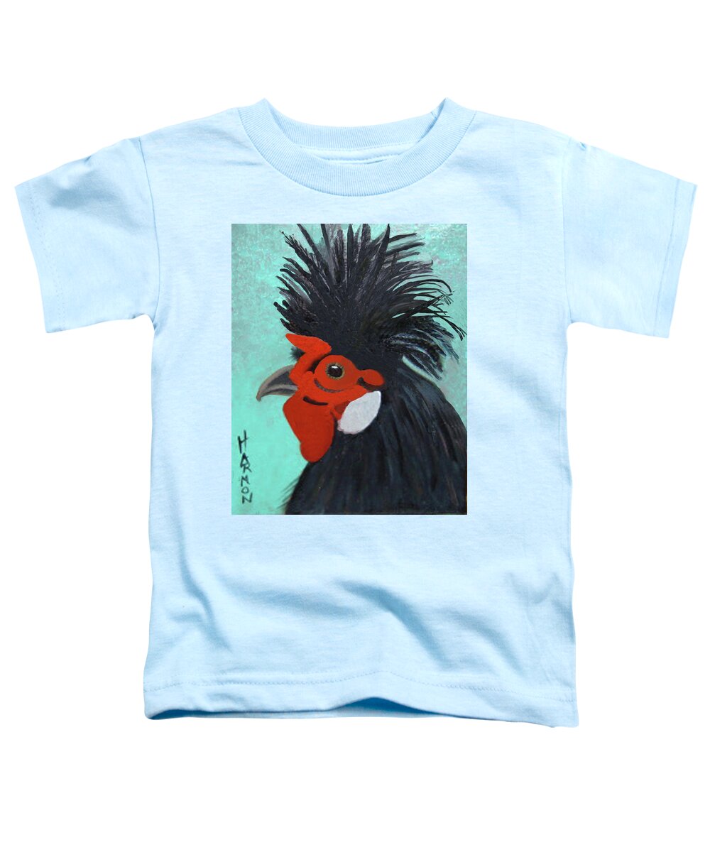 Artwork Prints Toddler T-Shirt featuring the painting Red Faced Rooster by Margaret Harmon