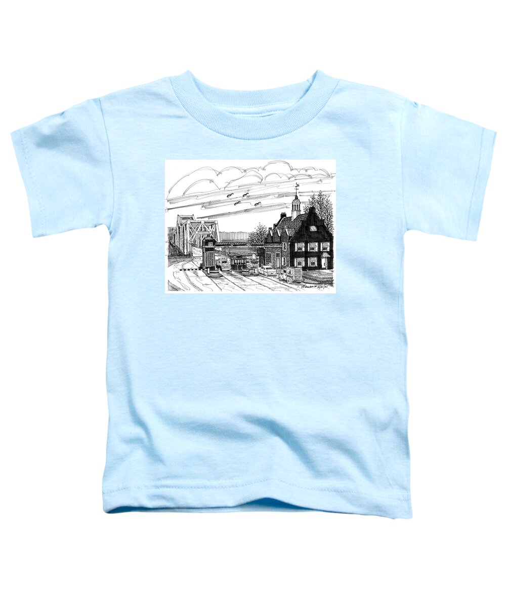 Hudson River Bridges Toddler T-Shirt featuring the drawing Rip Van Winkle Bridge Catskill NY by Richard Wambach