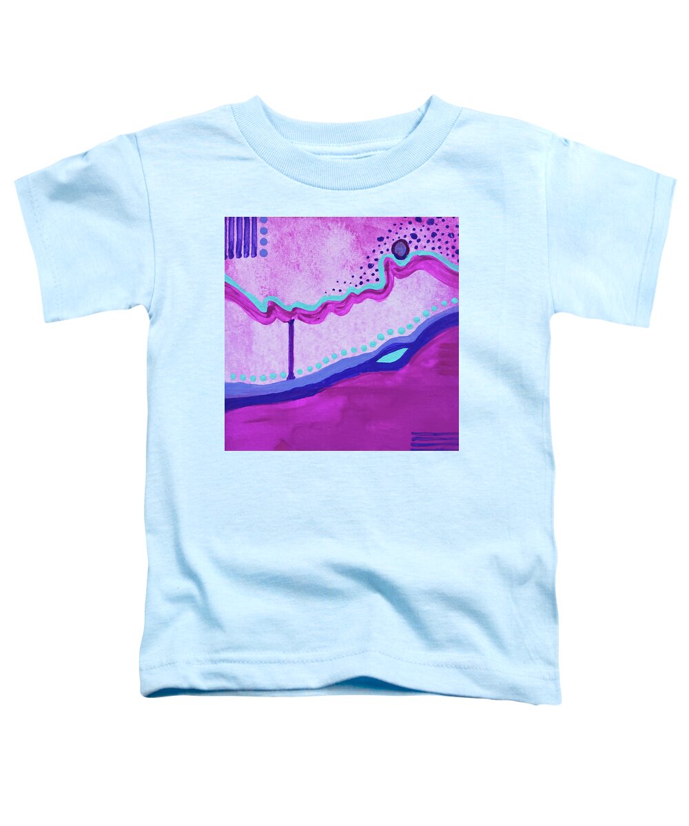 Bright Toddler T-Shirt featuring the painting RIVER BED Abstract In Pink Purple Aqua Blue by Lynnie Lang