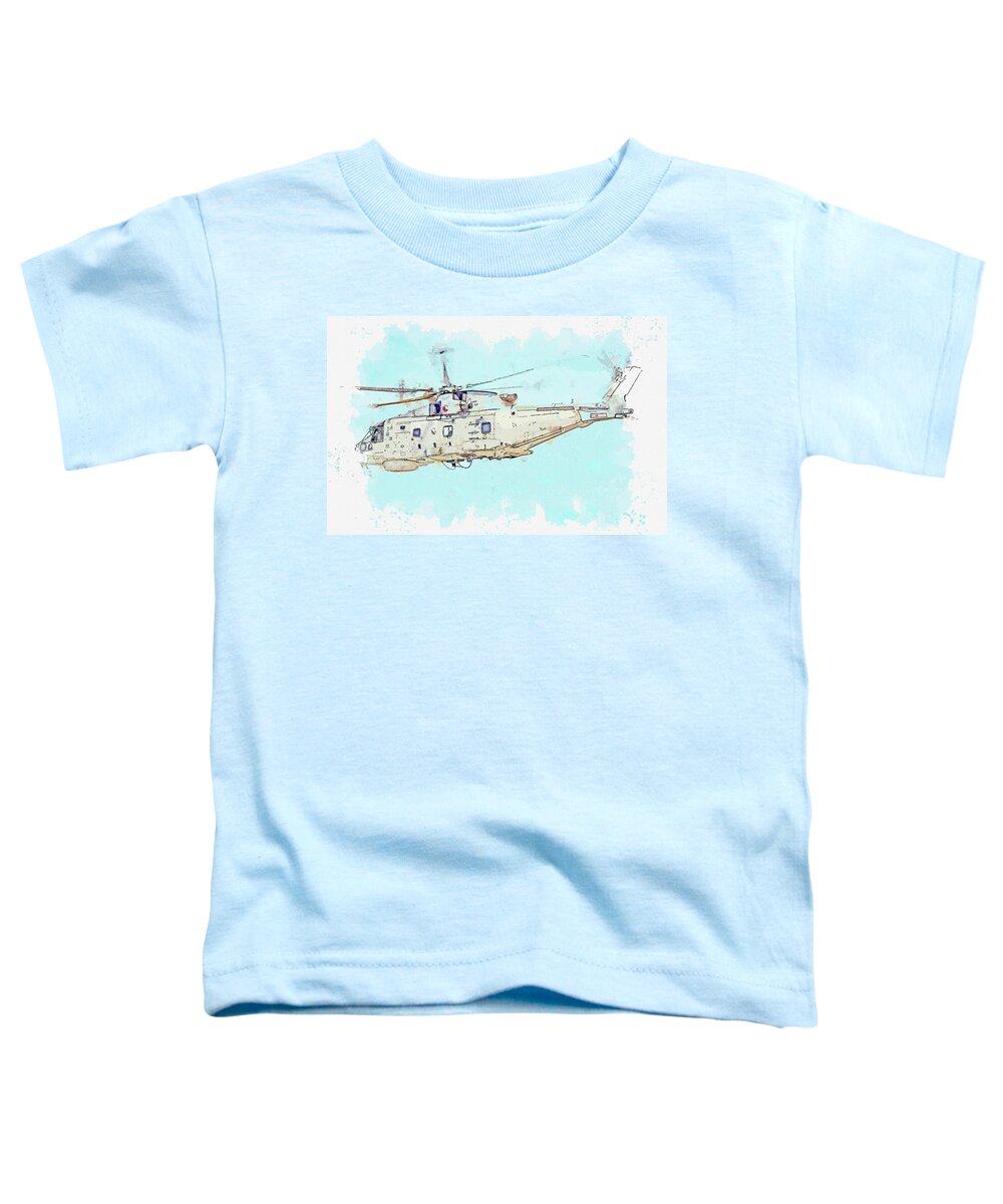 Plane Toddler T-Shirt featuring the painting RN ZH EHI- MERLIN HM NAS in watercolor ca by Ahmet Asar by Celestial Images