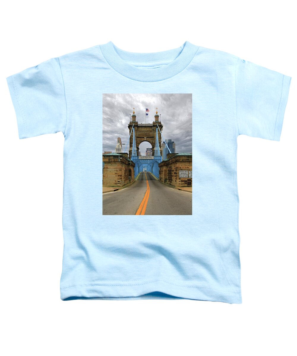 Roebling Bridge Cincinnati Toddler T-Shirt featuring the photograph Roebling Bridge Cincinnati by Dan Sproul