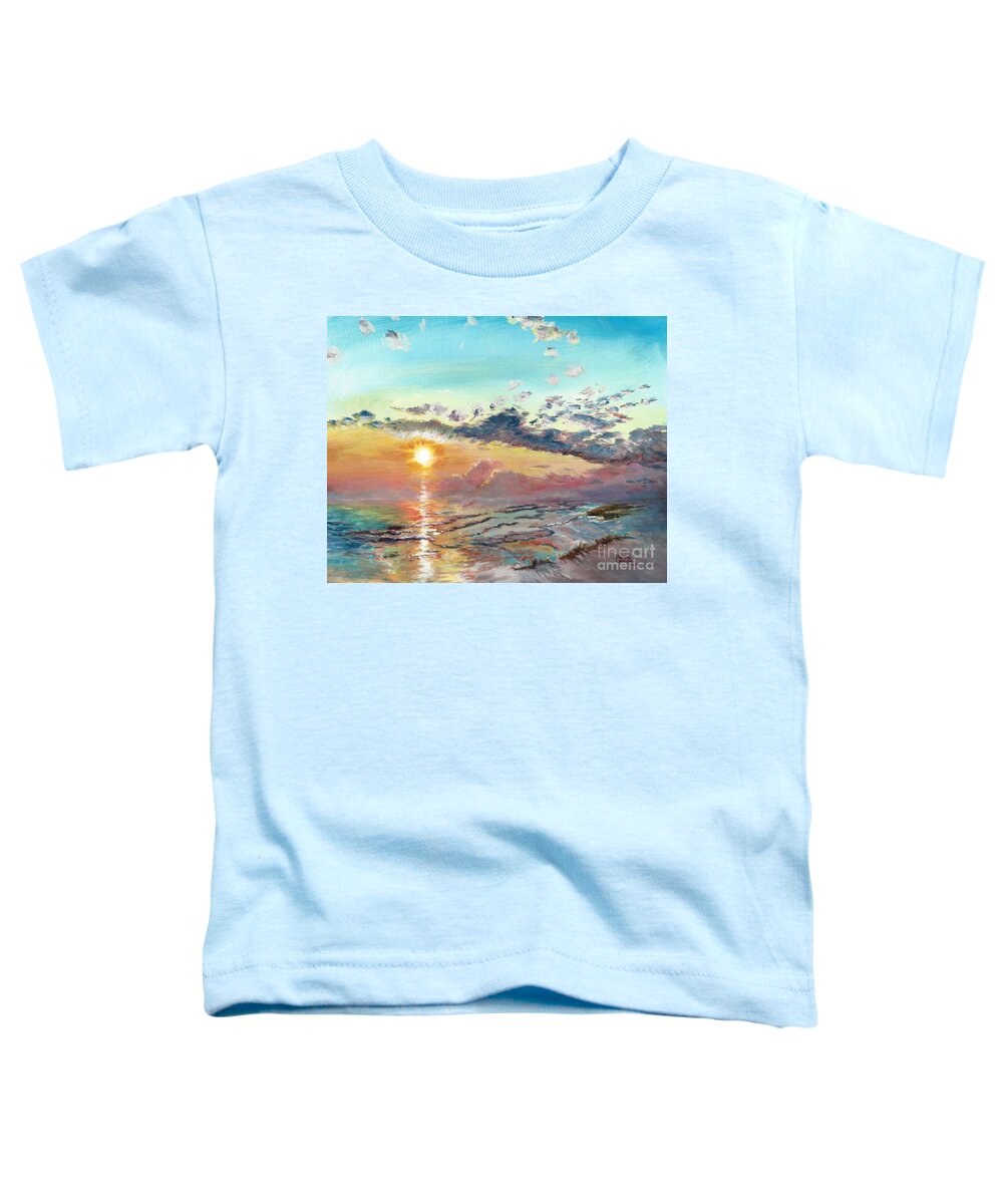 Beach Toddler T-Shirt featuring the painting Rylee's Beach by Merana Cadorette