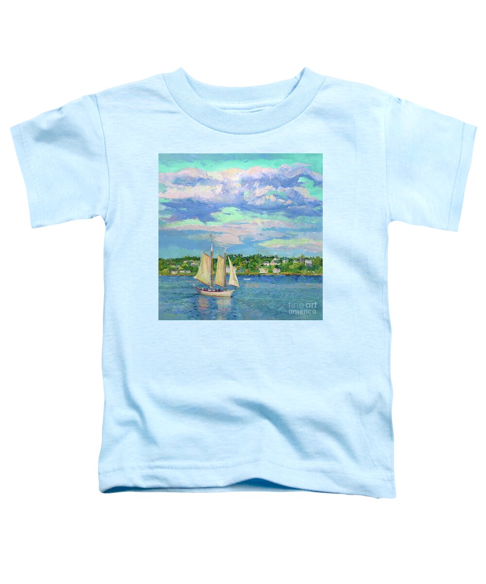 Gloucester Harbor Toddler T-Shirt featuring the painting Sailing Gloucester Harbor by John McCormick