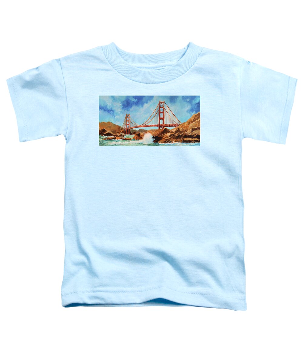 San Francisco Toddler T-Shirt featuring the painting San Francisco Golden Gate by Sv Bell